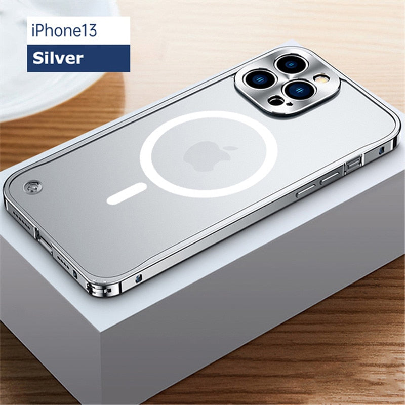 New iPhone Series Shatterproof Metal Frame MagSafe Small Hard Case