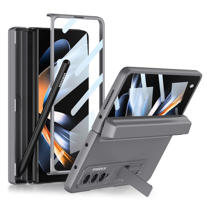 Pen Slot, Kickstand & Screen Protector Case for Samsung Galaxy Z Fold 4