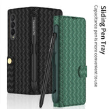 Luxury Braided Leather Cover With Pen Slot For Samsung Galaxy Z Fold 3 5G