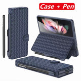 Luxury Braided Leather Cover With Pen Slot For Samsung Galaxy Z Fold 3 5G