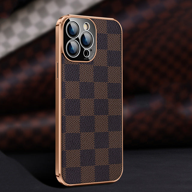 Luxury Carbon Fiber Genuine Leather Cover for Iphone