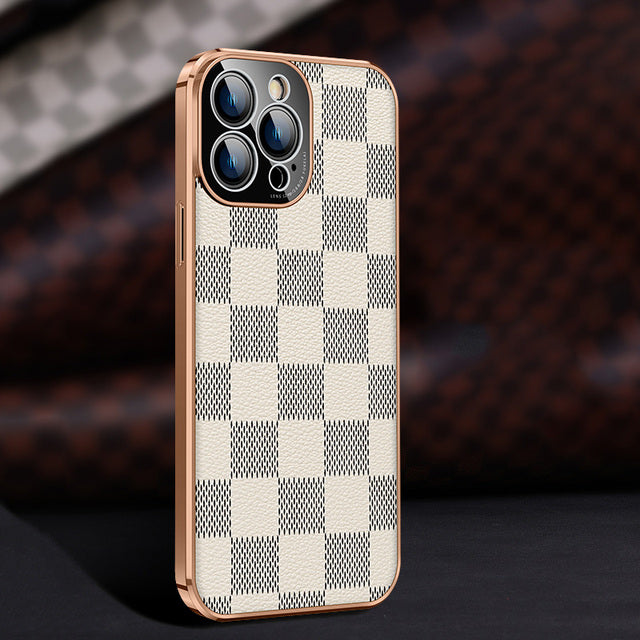 Luxury Carbon Fiber Genuine Leather Cover for Iphone